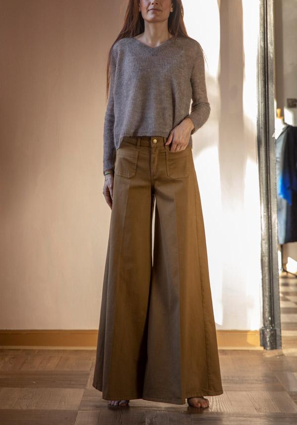 Rose & Lini PS. DON’T FORGET ME “GRACE DYED” WIDE LEG JEANS VIGOGNA Spedizione gratuita