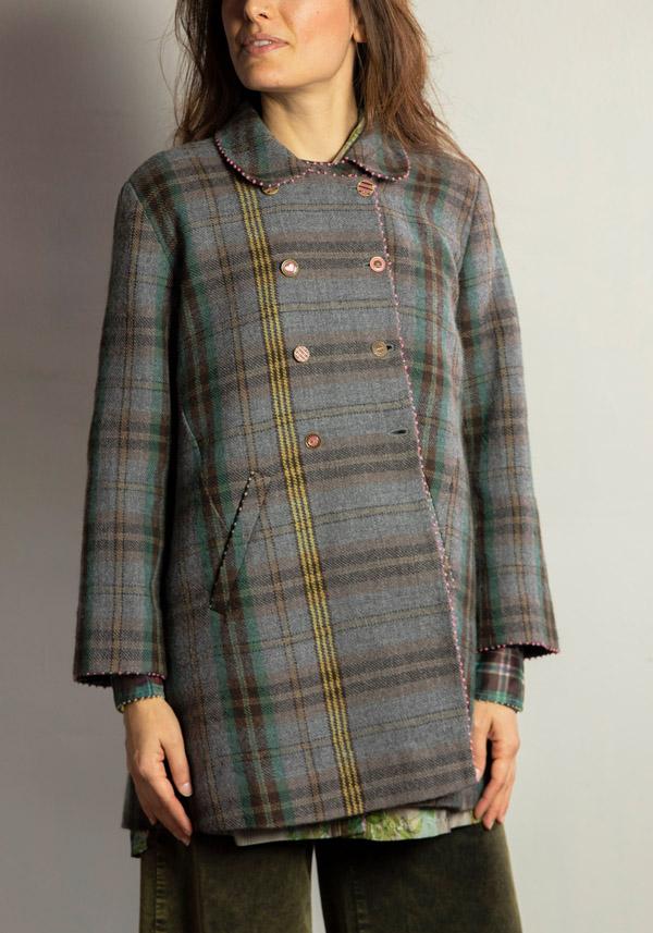 Rose & Lini PERO WOOL & SILK REVERSIBLE “JACKET FLL01” STONE GREY Grande vendita