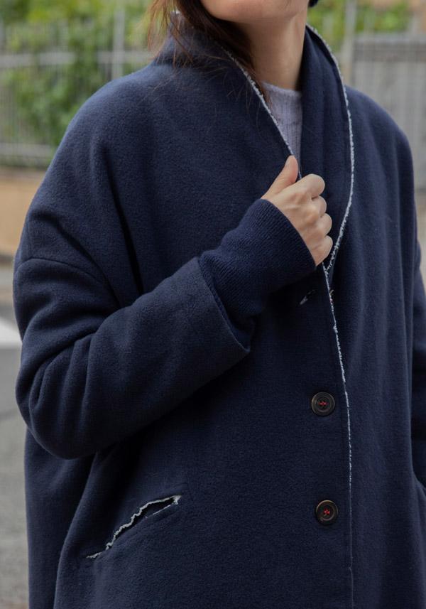 Rose & Lini HANNOH WOOL & CASHMERE “MILENA” NAVY COAT Shopping online