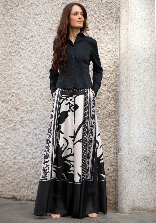 Rose & Lini CO.GO SILK BLACK & WHITE “PANTS VP241” FOULARDS Offerta Pasqua