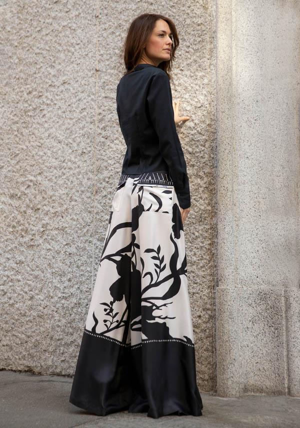 Rose & Lini CO.GO SILK BLACK & WHITE “PANTS VP241” FOULARDS Offerta Pasqua