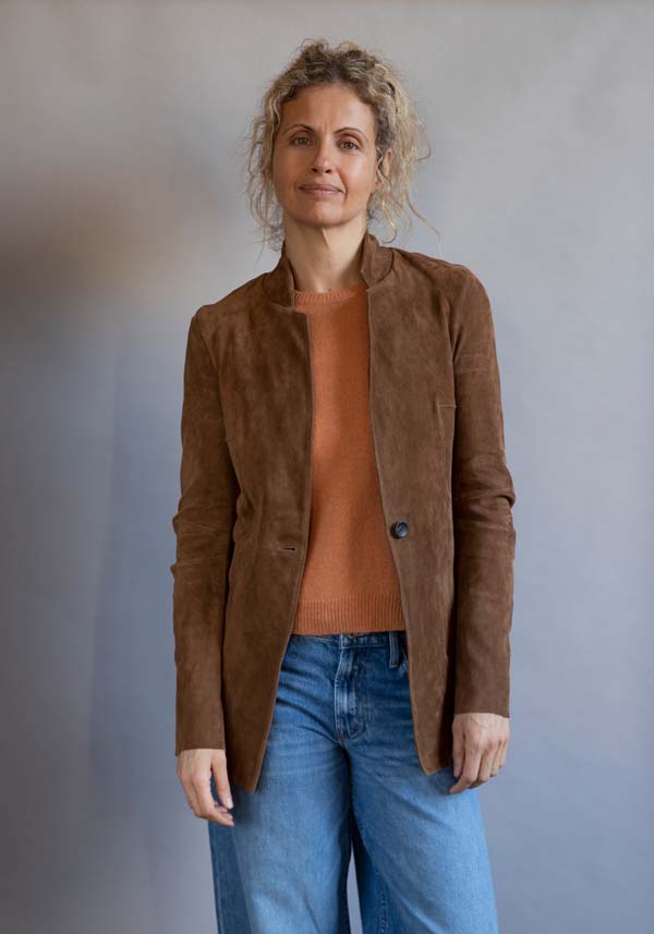 Rose & Lini GIORGIO BRATO SUEDE LEATHER “BLAZER” MUD Offerta migliore