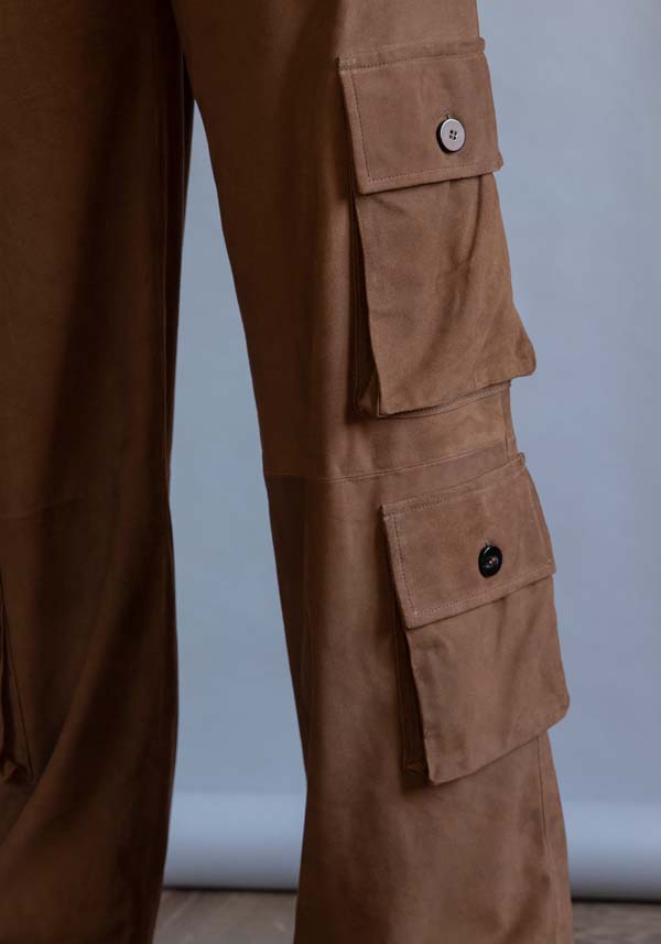 Rose & Lini GIORGIO BRATO SUEDE LEATHER “CARGO PANTS” RUM Online Outlet