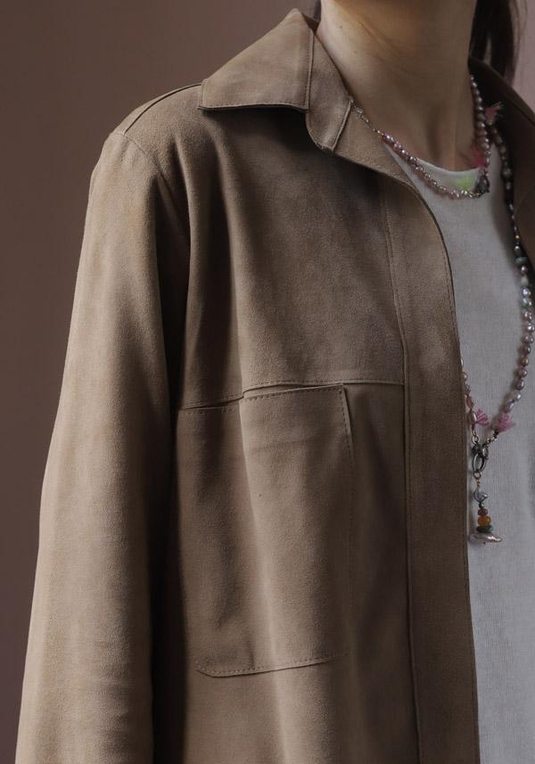 Rose & Lini FURLING BY GIANI SUEDE LEATHER “PERLA” TAUPE JACKET Offerte esclusive