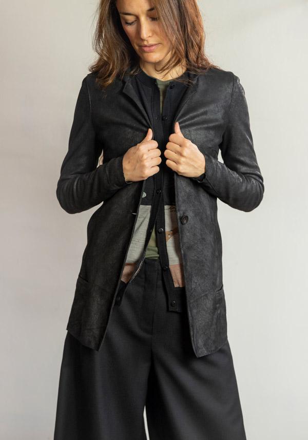Rose & Lini GIORGIO BRATO LEATHER “BLAZER 7985” BLACK JACKET Lightning offer