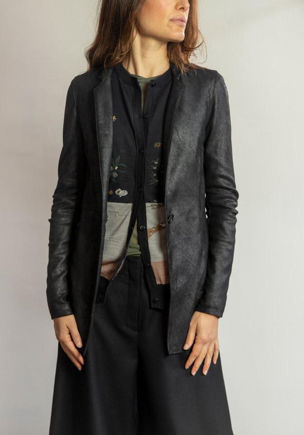 Rose & Lini GIORGIO BRATO LEATHER “BLAZER 7985” BLACK JACKET Lightning offer