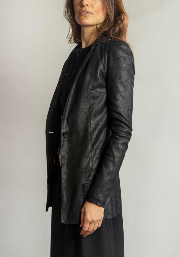 Rose & Lini GIORGIO BRATO LEATHER “BLAZER 7985” BLACK JACKET Lightning offer