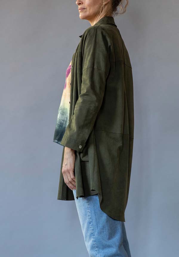 Rose & Lini GIORGIO BRATO SUEDE LEATHER “OVER SHIRT” MILITARY Offerte stagionali