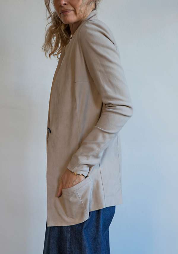Rose & Lini GIORGIO BRATO SHELL SUEDE LEATHER “BLAZER STRETCH” Liquidazione