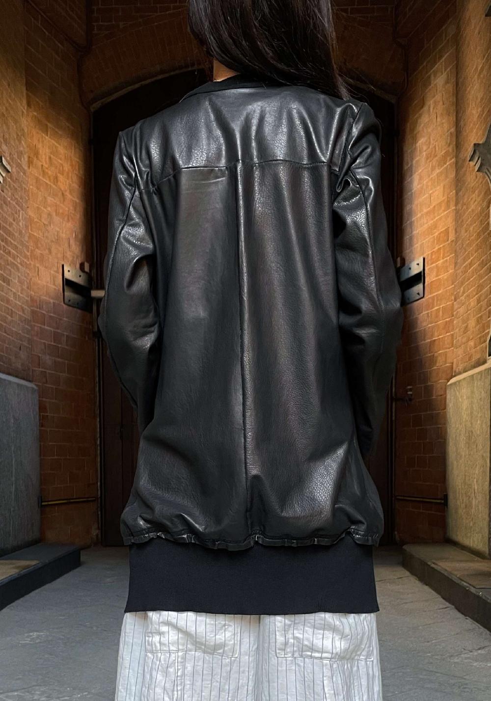 Rose & Lini GIORGIO BRATO BLACK LEATHER “CARDIGAN OVER” Ultimi tre giorni
