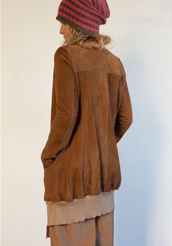 Rose & Lini GIORGIO BRATO RUM SUEDE LEATHER “CARDIGAN OVER” ACQUISTA ORA