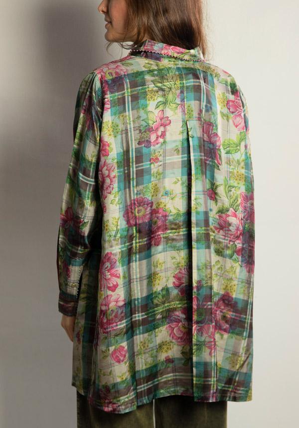 Rose & Lini PERO SILK FLORAL “SHIRT PLA02” GREEN Only for today