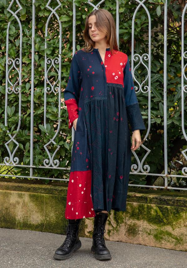 Rose & Lini INJIRI WOOL “DRESS 44” RED & NAVY Sostegno trimestrale