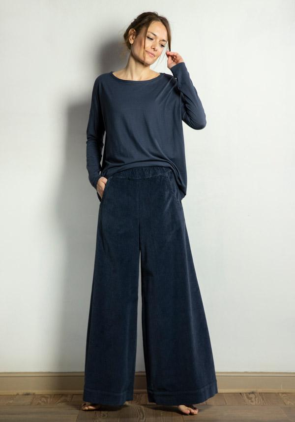 Rose & Lini BARBARA TANI COTTON “PANTS 457 V03” CORDUROY LAVAGNA Super sconto