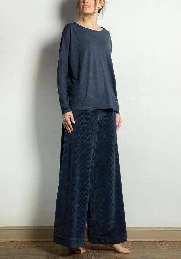 Rose & Lini BARBARA TANI COTTON “PANTS 457 V03” CORDUROY LAVAGNA Super sconto