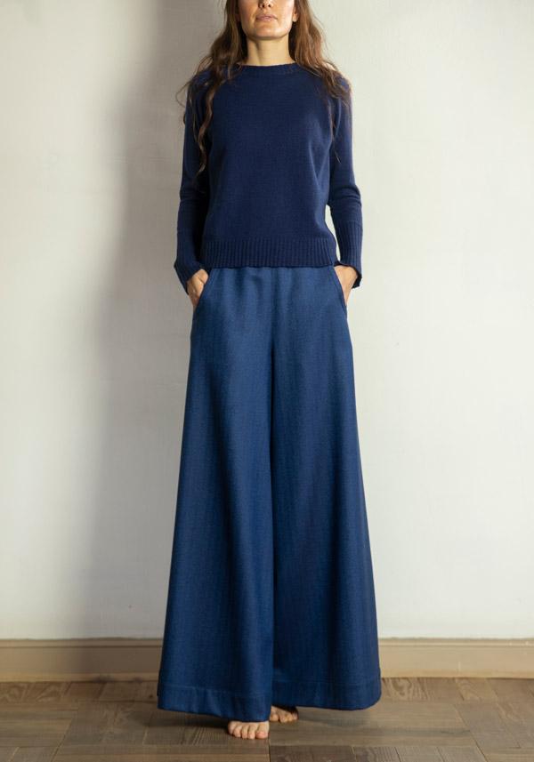 Rose & Lini BARBARA TANI WOOL & CASHMERE “PANTS 457 LANA” BLUETTE Trasporto libero internazionale