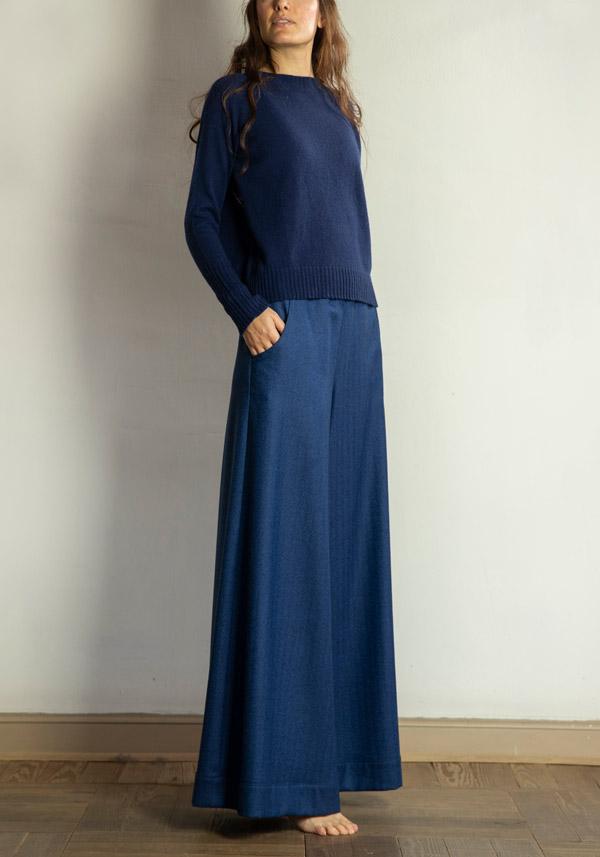 Rose & Lini BARBARA TANI WOOL & CASHMERE “PANTS 457 LANA” BLUETTE Trasporto libero internazionale