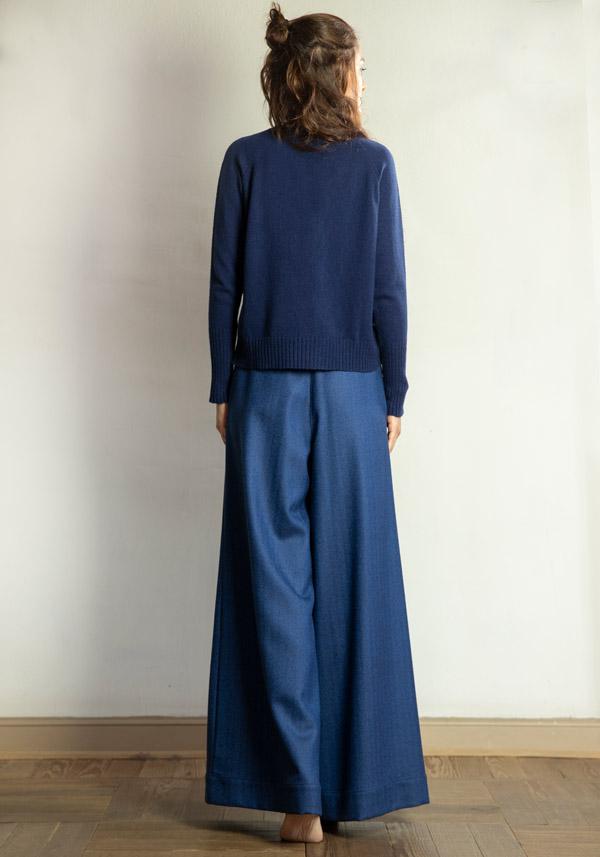 Rose & Lini BARBARA TANI WOOL & CASHMERE “PANTS 457 LANA” BLUETTE Trasporto libero internazionale