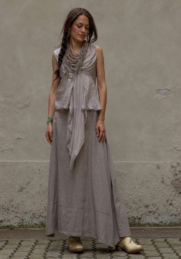 Rose & Lini MARC LE BIHAN TAUPE LINEN LONG “SKIRT 2510” Officina