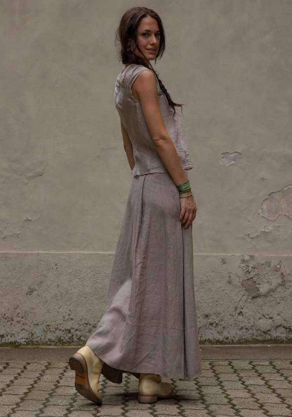Rose & Lini MARC LE BIHAN TAUPE LINEN LONG “SKIRT 2510” Officina