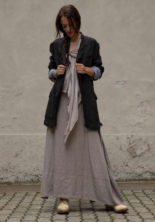 Rose & Lini MARC LE BIHAN TAUPE LINEN LONG “SKIRT 2510” Officina