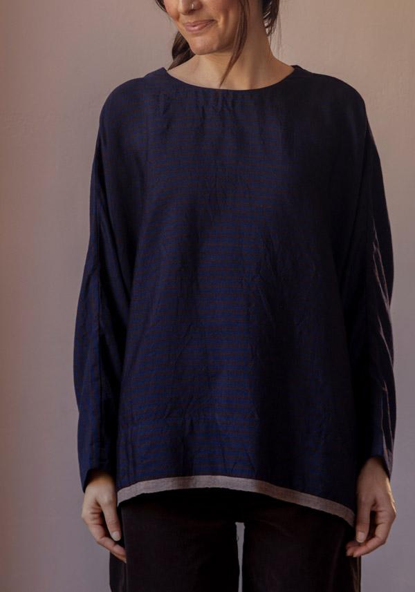 Rose & Lini AODRESS WOOL “BLOUSE 1” DARK BROWN In vendita