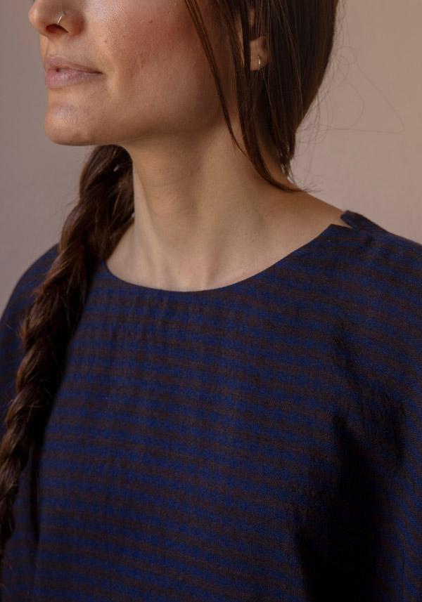Rose & Lini AODRESS WOOL “BLOUSE 1” DARK BROWN In vendita