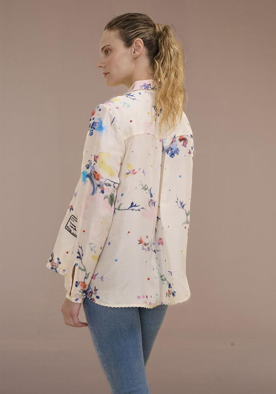 Rose & Lini AN AN LONDREE SILK “NOTE BLOUSE” WHITE Duty-free