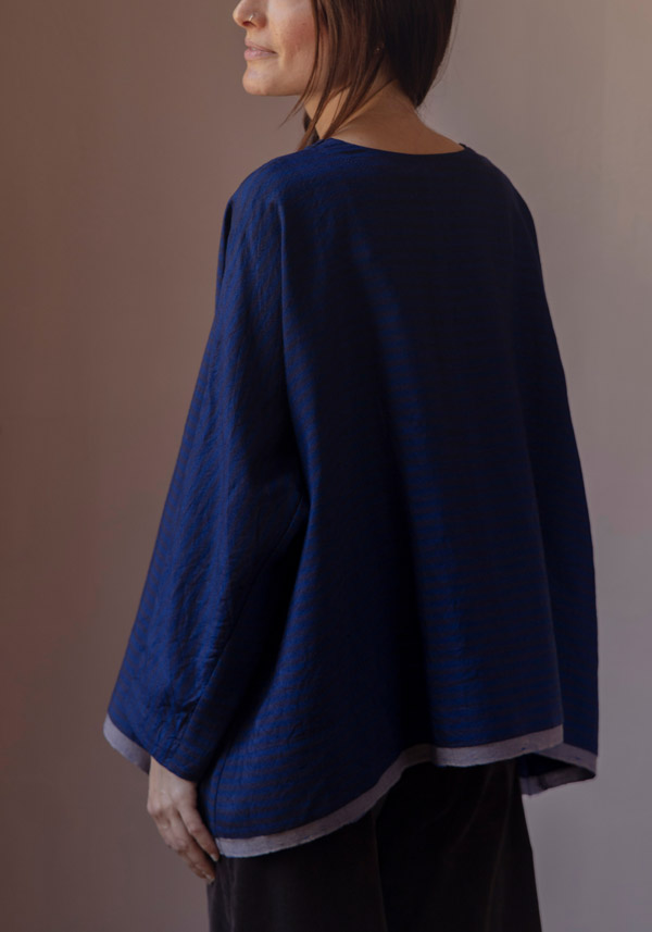 Rose & Lini AODRESS WOOL “BLOUSE 1” LAPIS & BROWN STRIPES 50% di sconto per tempo limitato
