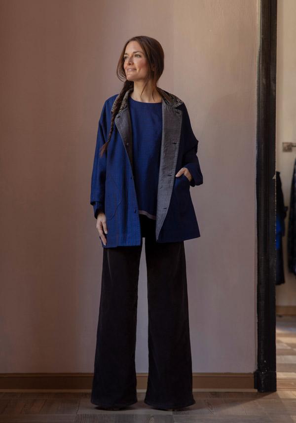 Rose & Lini AODRESS WOOL “BLOUSE 1” LAPIS & BROWN STRIPES 50% di sconto per tempo limitato