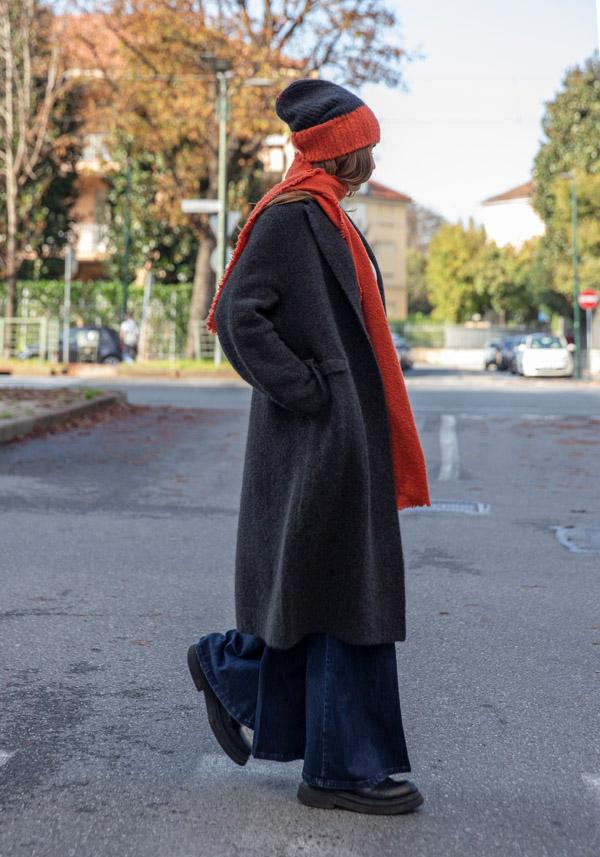 Rose & Lini BOBOUTIC CASHMERE & SILK COAT “4788” CHARCOAL Sconti questo mese