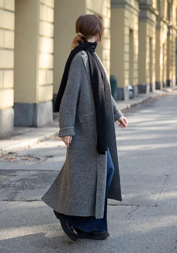 Rose & Lini BOBOUTIC WOOL & CASHMERE “4758” BLACK & CREAM COAT Italy