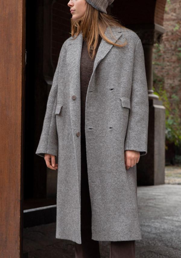 Rose & Lini BOBOUTIC WOOL GREY LONG COAT “4778” Italia