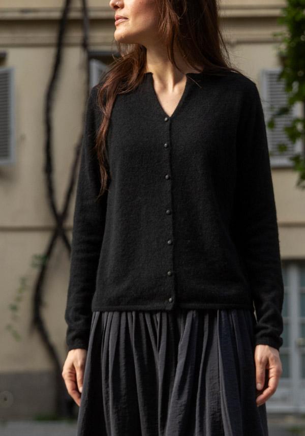 Rose & Lini APUNTOB SILK & CASHMERE “CARDIGAN 1892” BLACK Qualità Garantita