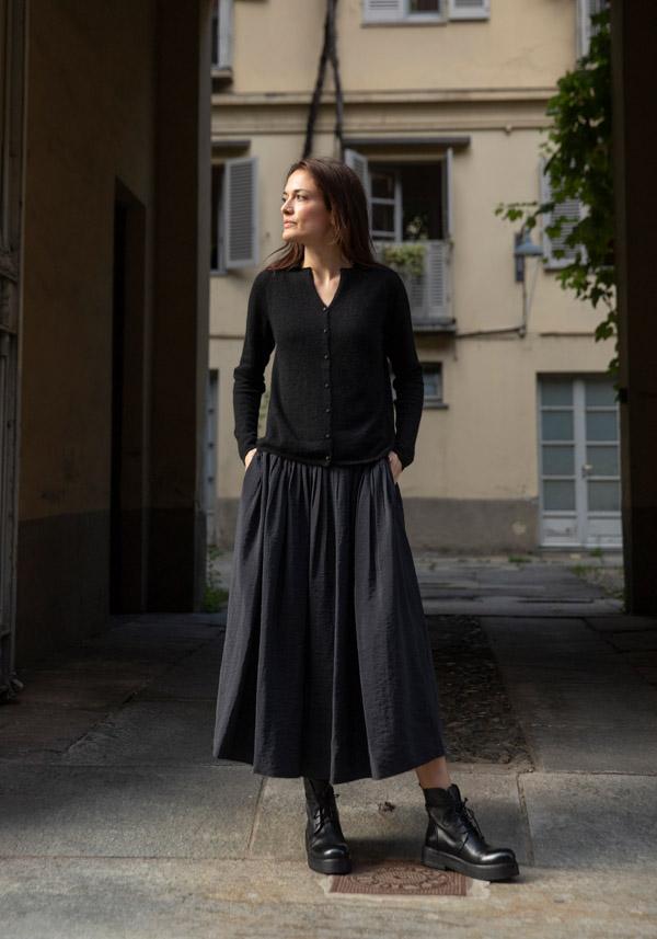 Rose & Lini APUNTOB SILK & CASHMERE “CARDIGAN 1892” BLACK Qualità Garantita