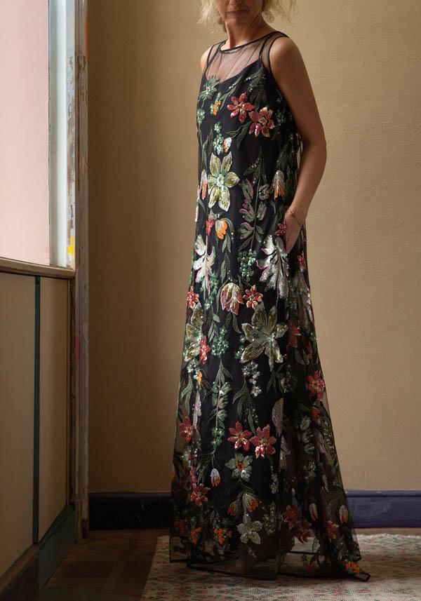 Rose & Lini CO.GO BLACK “DRESS VV354” FLOWER EMBROIDERIES Shopping Online