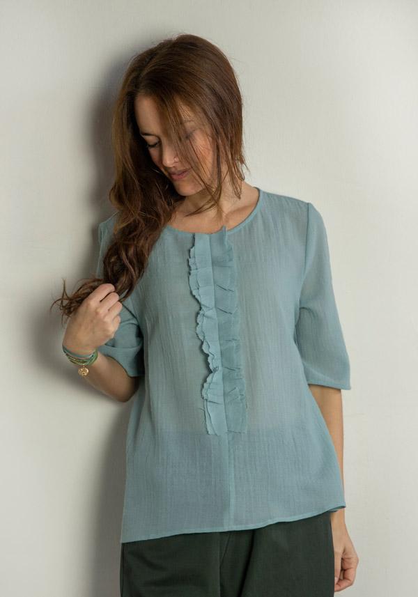 Rose & Lini APUNTOB WOOL “SHIRT 1845” SEA BLUE Saldi Di Fabbrica