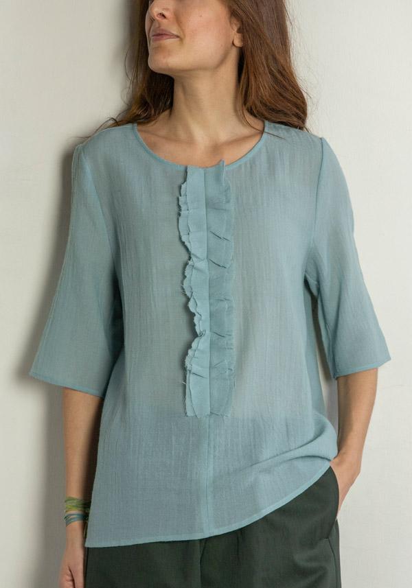 Rose & Lini APUNTOB WOOL “SHIRT 1845” SEA BLUE Saldi Di Fabbrica