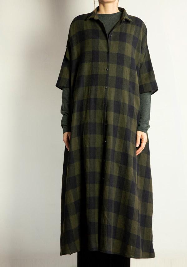 Rose & Lini APUNTOB WOOL CHECKED “DRESS 1813” MILITARY In Saldo