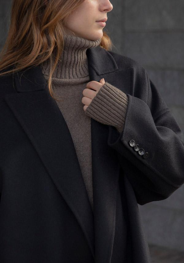 Rose & Lini N8 WOOL & CASHMERE “COAT 1100” BLACK Spedizione gratuita