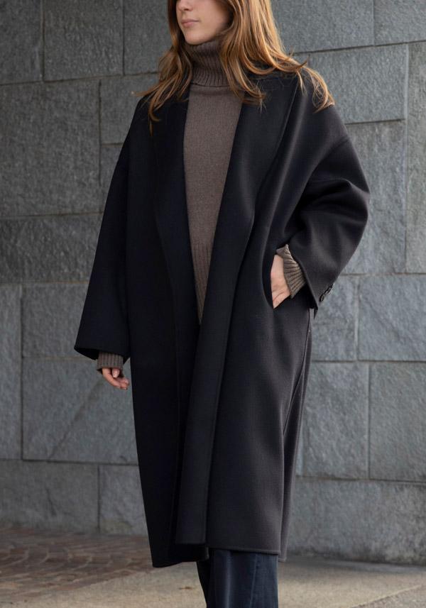 Rose & Lini N8 WOOL & CASHMERE “COAT 1100” BLACK Spedizione gratuita