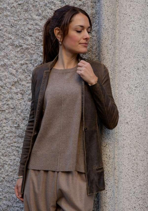 Rose & Lini GIORGIO BRATO VINTAGE BROWN LEATHER “BLAZER STRETCH” Sconto di tempo limitato