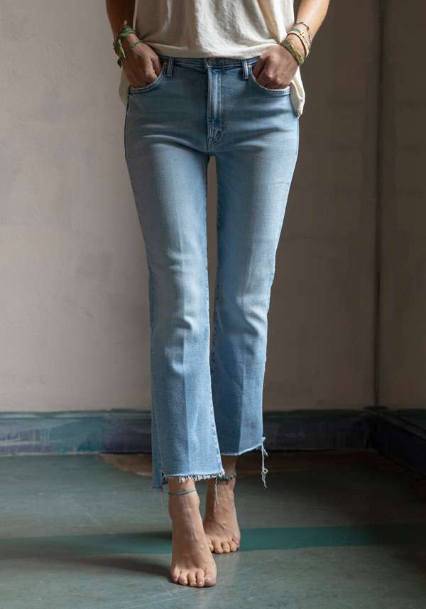 Rose & Lini MOTHER DENIM “INSIDER CROP STEP FRAY” BLUE JEANS Negozio online di fabbrica