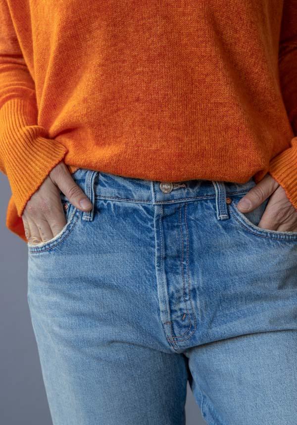 Rose & Lini MOTHER DENIM “THE DITCHER HOVER” DENIM BLUE JEANS Prezzo di fabbrica