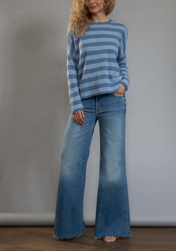 Rose & Lini MOTHER DENIM “THE ROLLER FRAY” DENIM BLUE JEANS Grande vendita