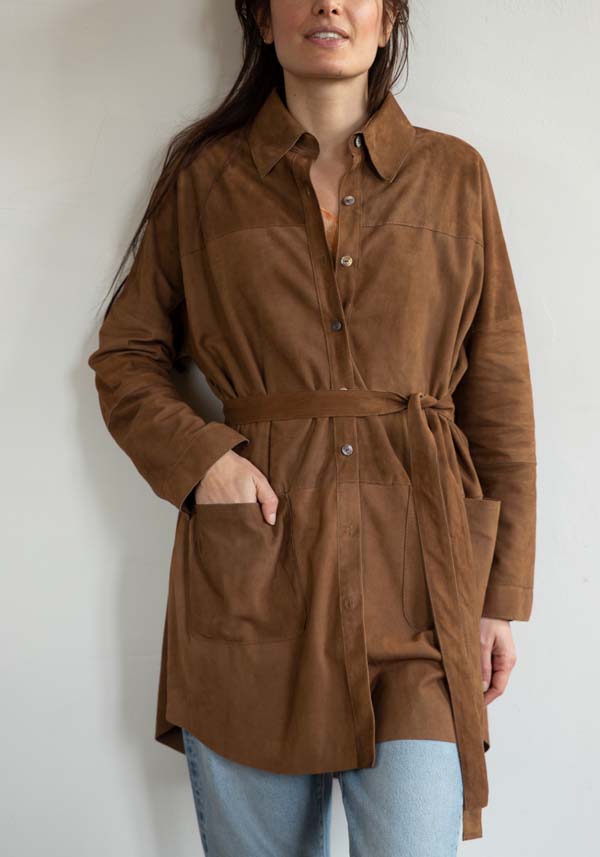 Rose & Lini GIORGIO BRATO SUEDE LEATHER “OVER SHIRT” RUM Black Friday
