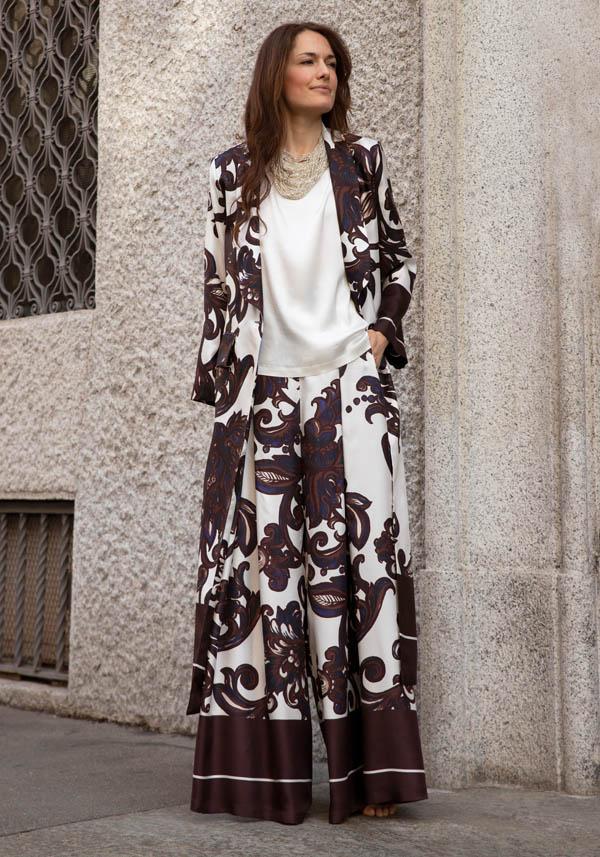 Rose & Lini CO.GO SILK BROWN & WHITE “COAT VG288” FLORAL Cyber Monday