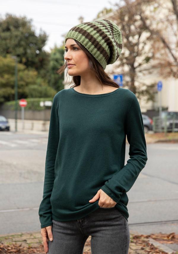 Rose & Lini MAJESTIC CASHMERE “COL BATEAU 607” FOREST GREEN SWEATER Offerta San Valentino