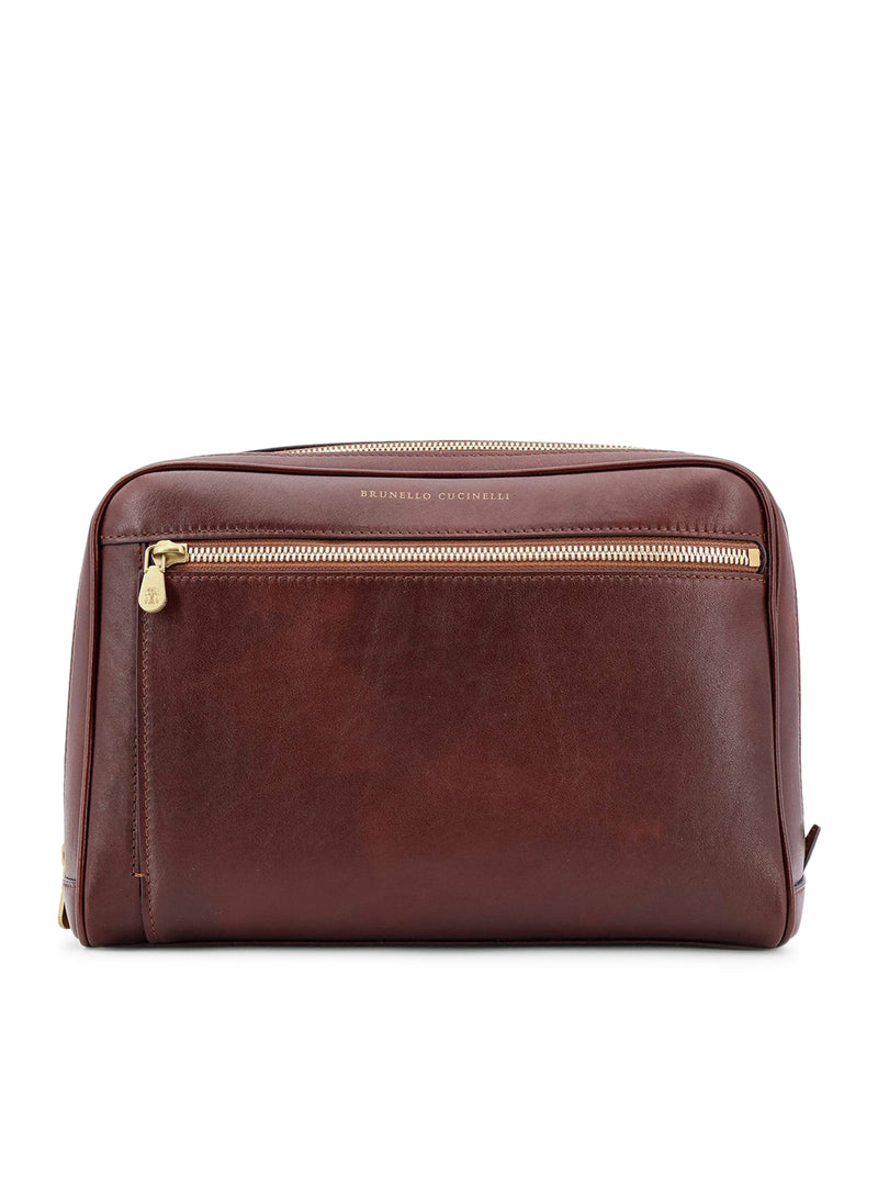 Suitnegozi Beauty case in pelle con logo frontale