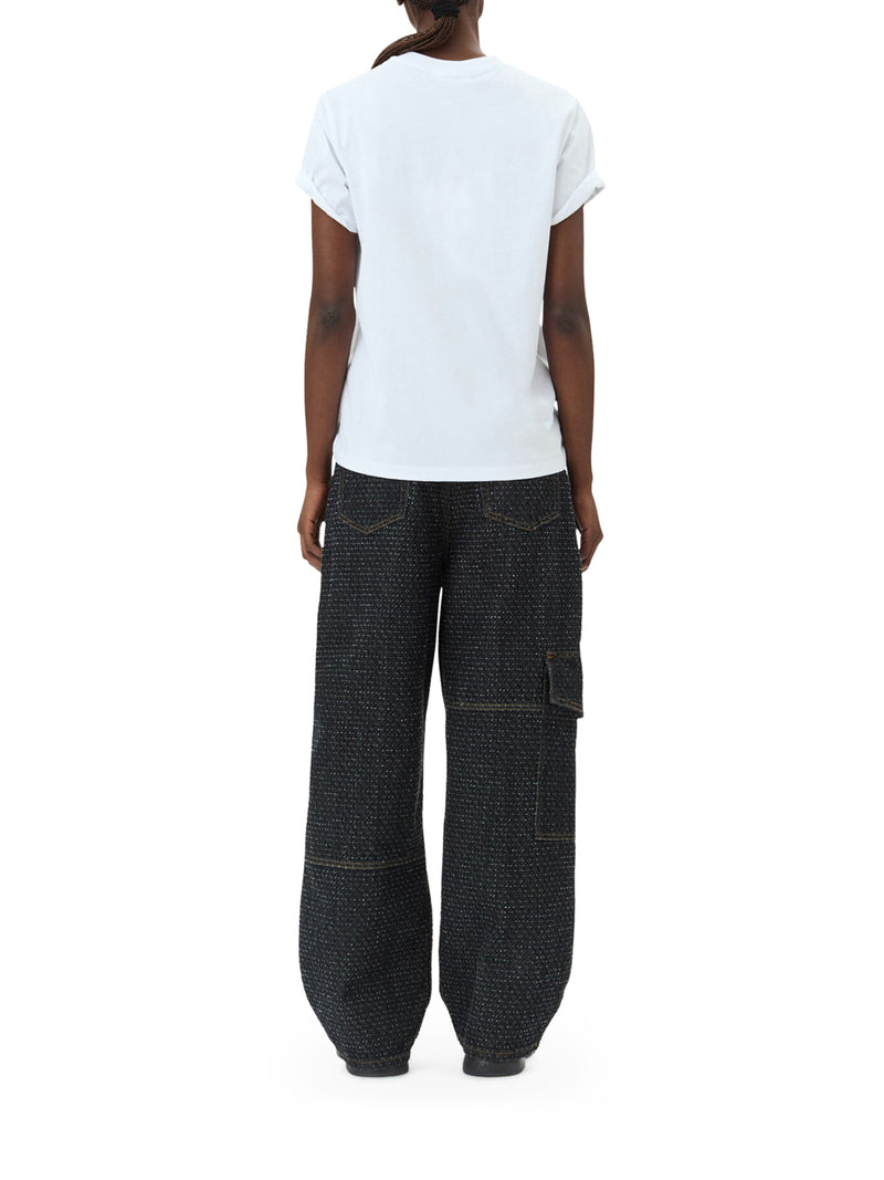 Suitnegozi T-SHIRT RELAX CON GATTI IN JERSEY BIANCO BASIC Hotsell